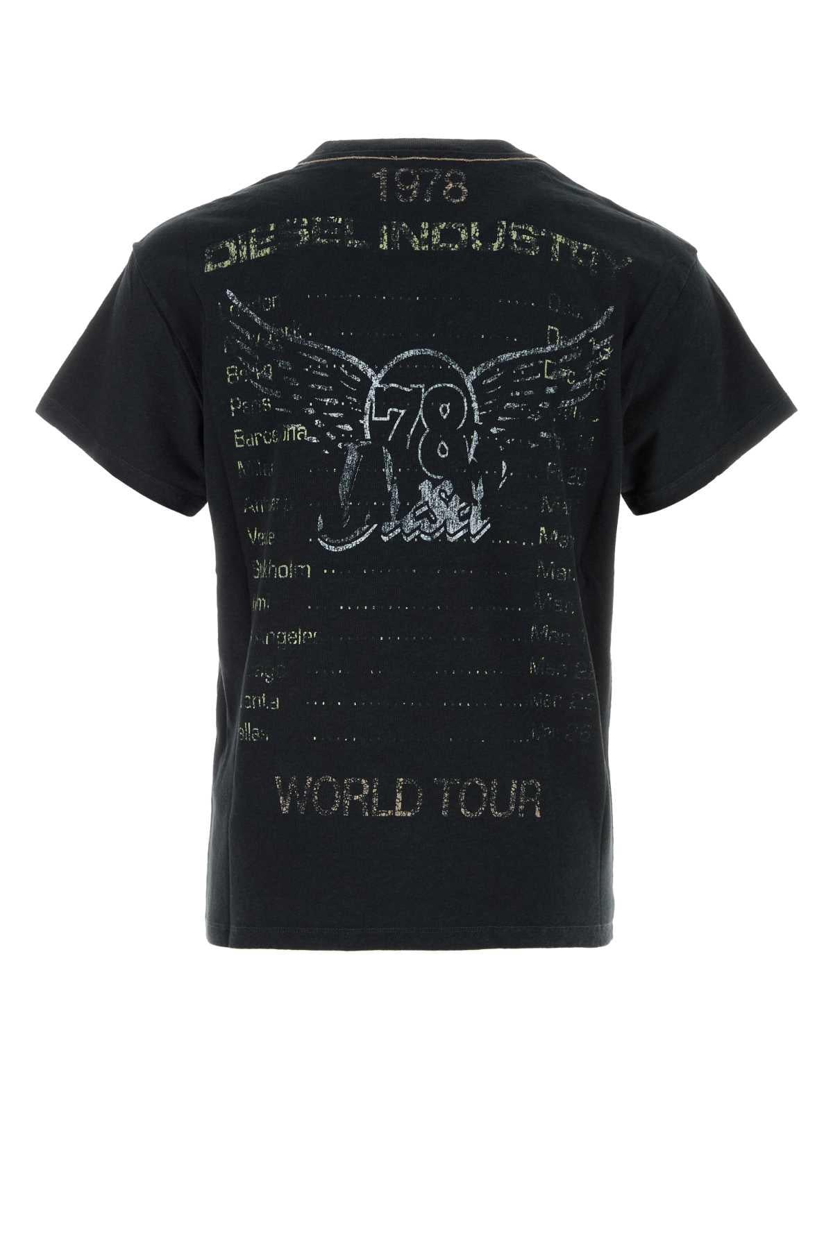 DIESEL Black Cotton Short Sleeve T-Shirt for Men