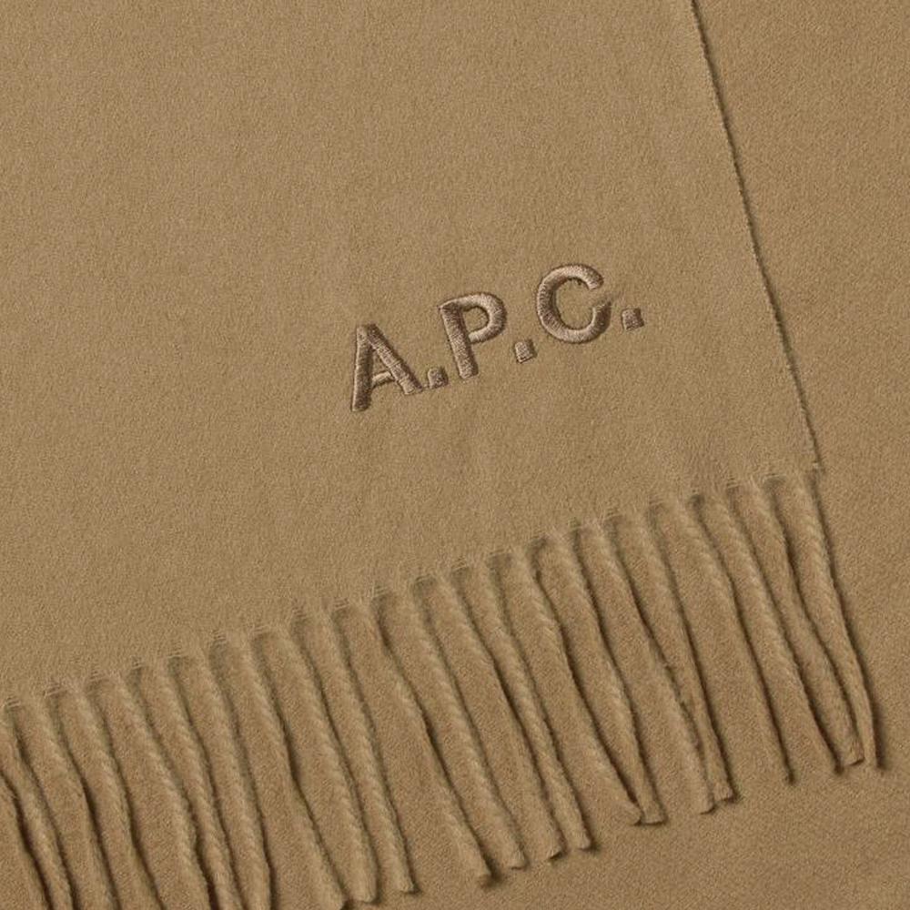 A.P.C. Signature Logo Embroidered Wool Scarf WOAFE M15170 CAB