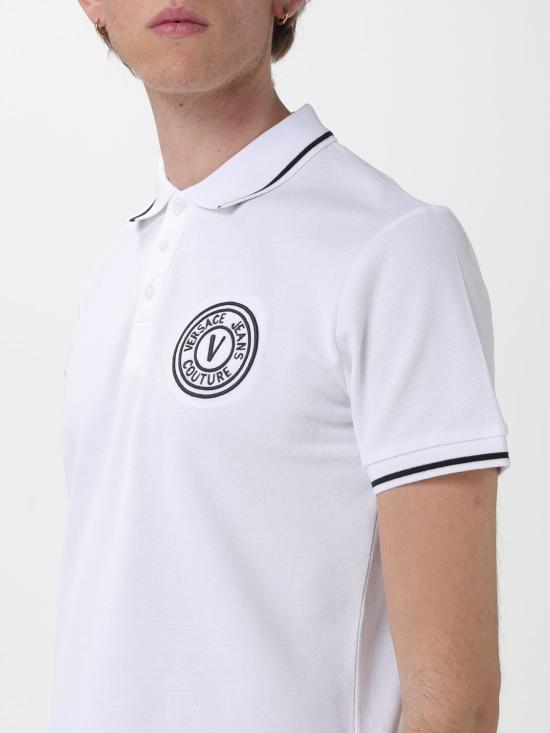 Versace White Cotton Polo Shirt for Men 80GAGT04CJ 01T003