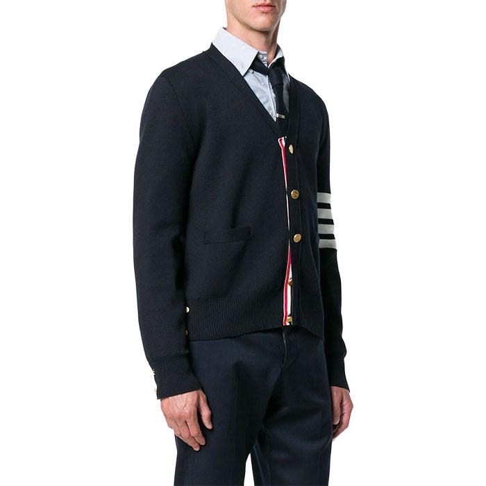 THOM BROWNE Navy Milano 4-Bar Stitch Cardigan Men’s Knit