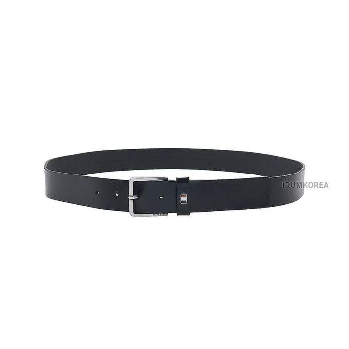 HUGO BOSS Men’s Stripe Keeper Leather Belt Black