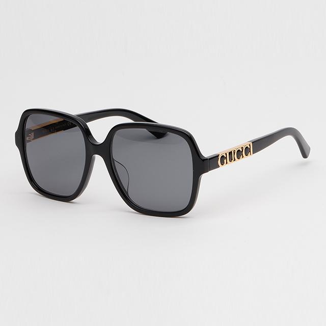 GUCCI Black Oversized Asian Fit Square Sunglasses