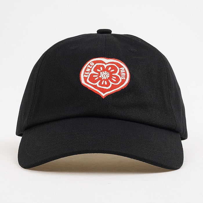 KENZO Boke Heart Embroidered Unisex Cotton Cap Black