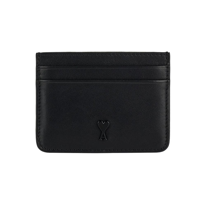 AMI Heart Logo Black Leather Card Holder Wallet USL702 AL0138 001