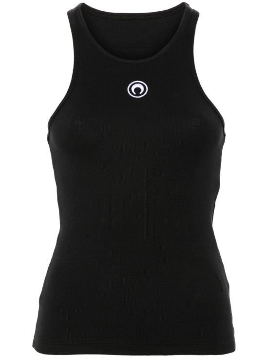 Marine Serre Black Sleeveless Jersey T-Shirt WTT014 ACJER 0011 BK99