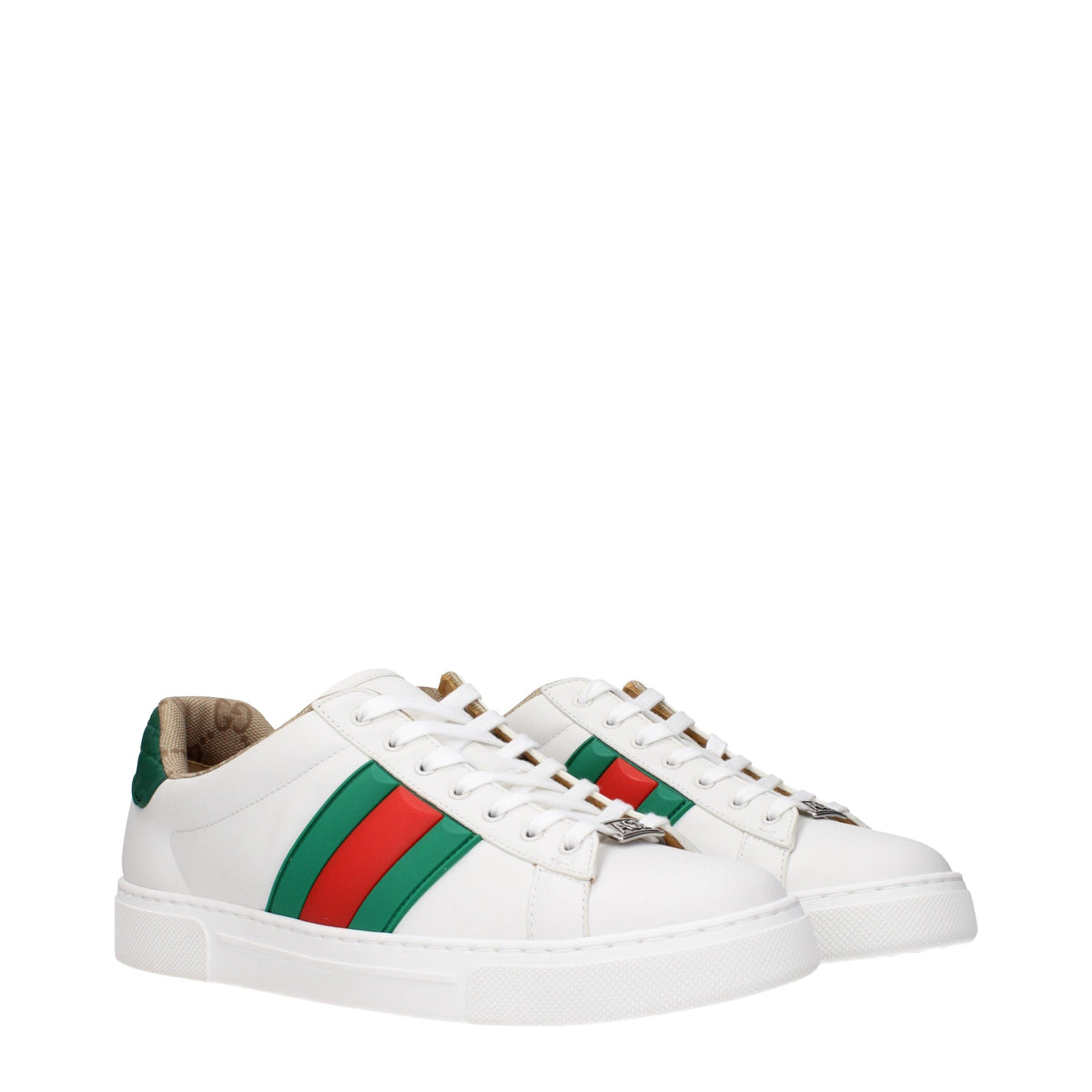 GUCCI White Leather Low-Top Sneakers