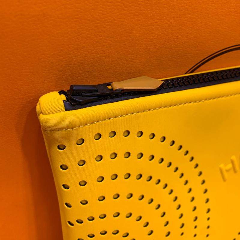 HERMES Neobain Flat Case Wave Yellow Medium Clutch Bag