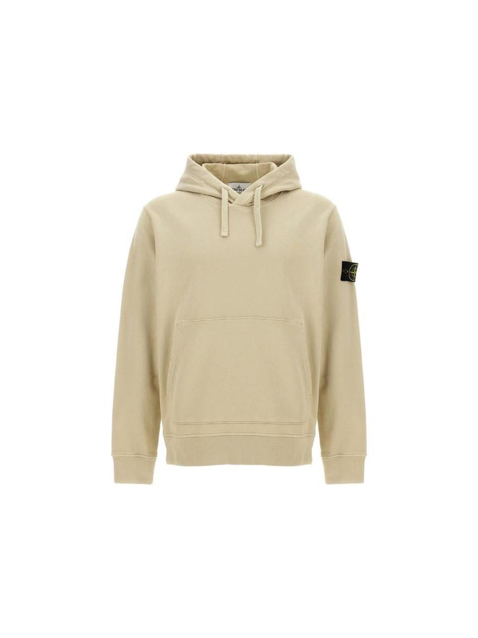 STONE ISLAND Cotton Fleece Hooded Sweatshirt Gray Men