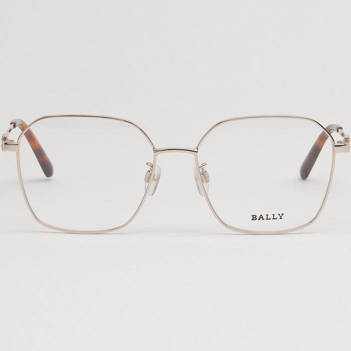 BALLY Gold Metal Square Eyeglass Frame Lightweight Unisex BY5072H 032