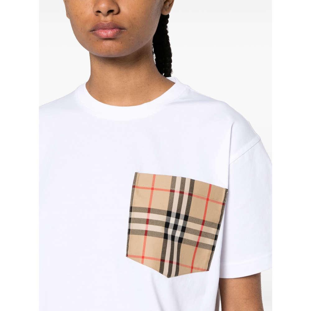 BURBERRY Check Pocket Short Sleeve T-Shirt for Women