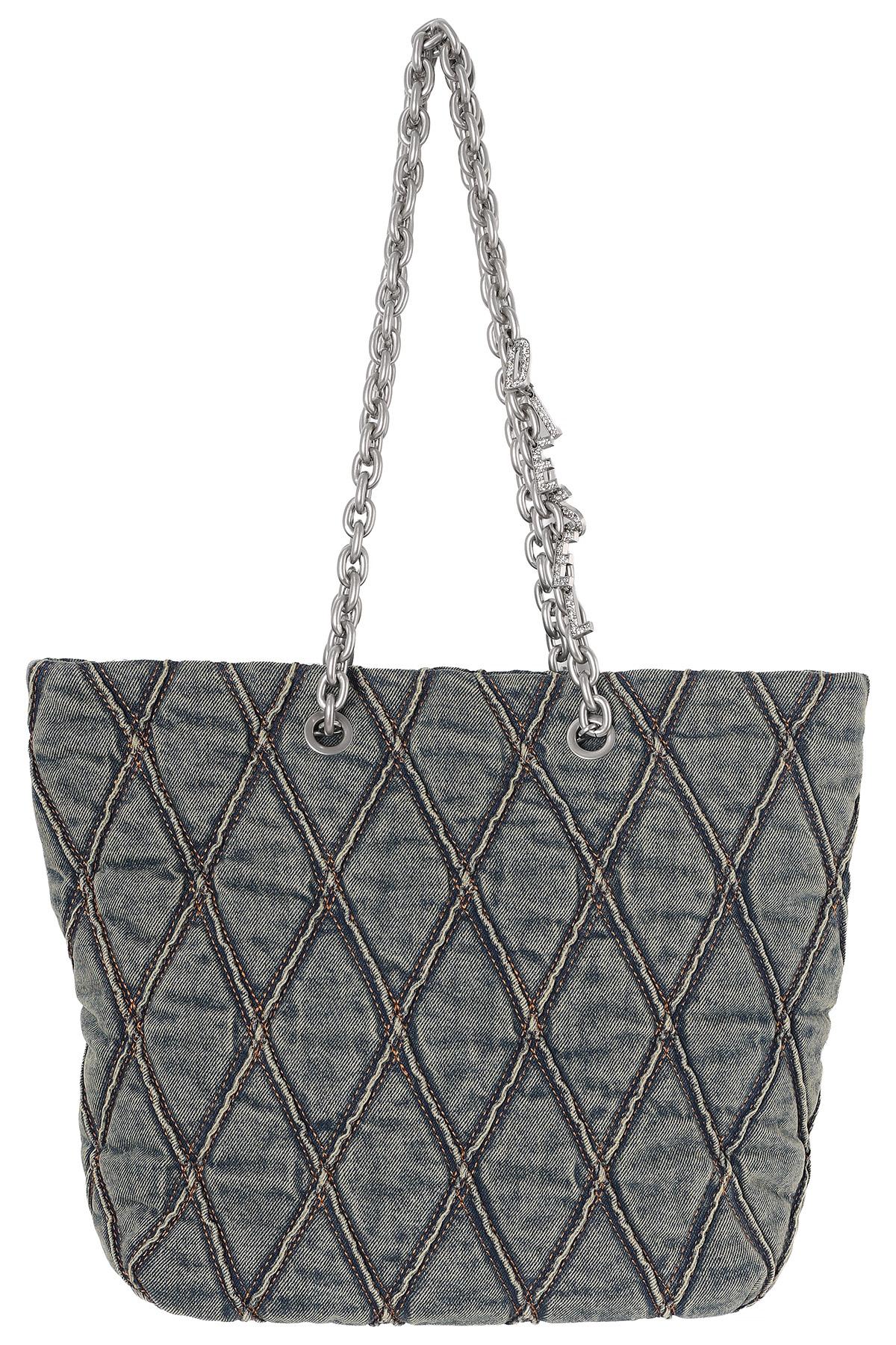 DIESEL Dark Blue Denim CHARMD Shopper M Tote Bag