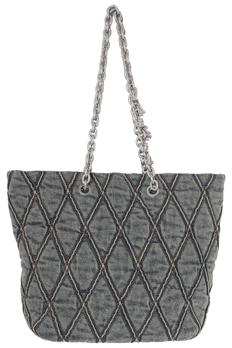 DIESEL Dark Blue Denim CHARMD Shopper M Tote Bag