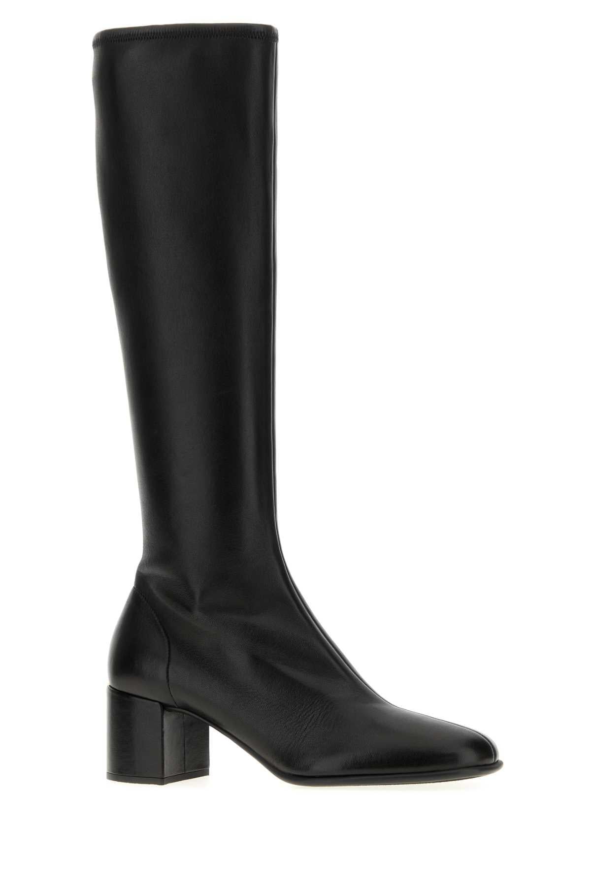 PRADA Black Leather Knee High Boots
