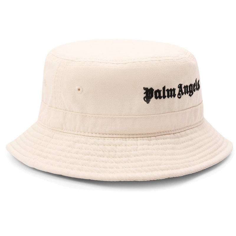 Palm Angels Logo Embroidered Classic Bucket Hat Black