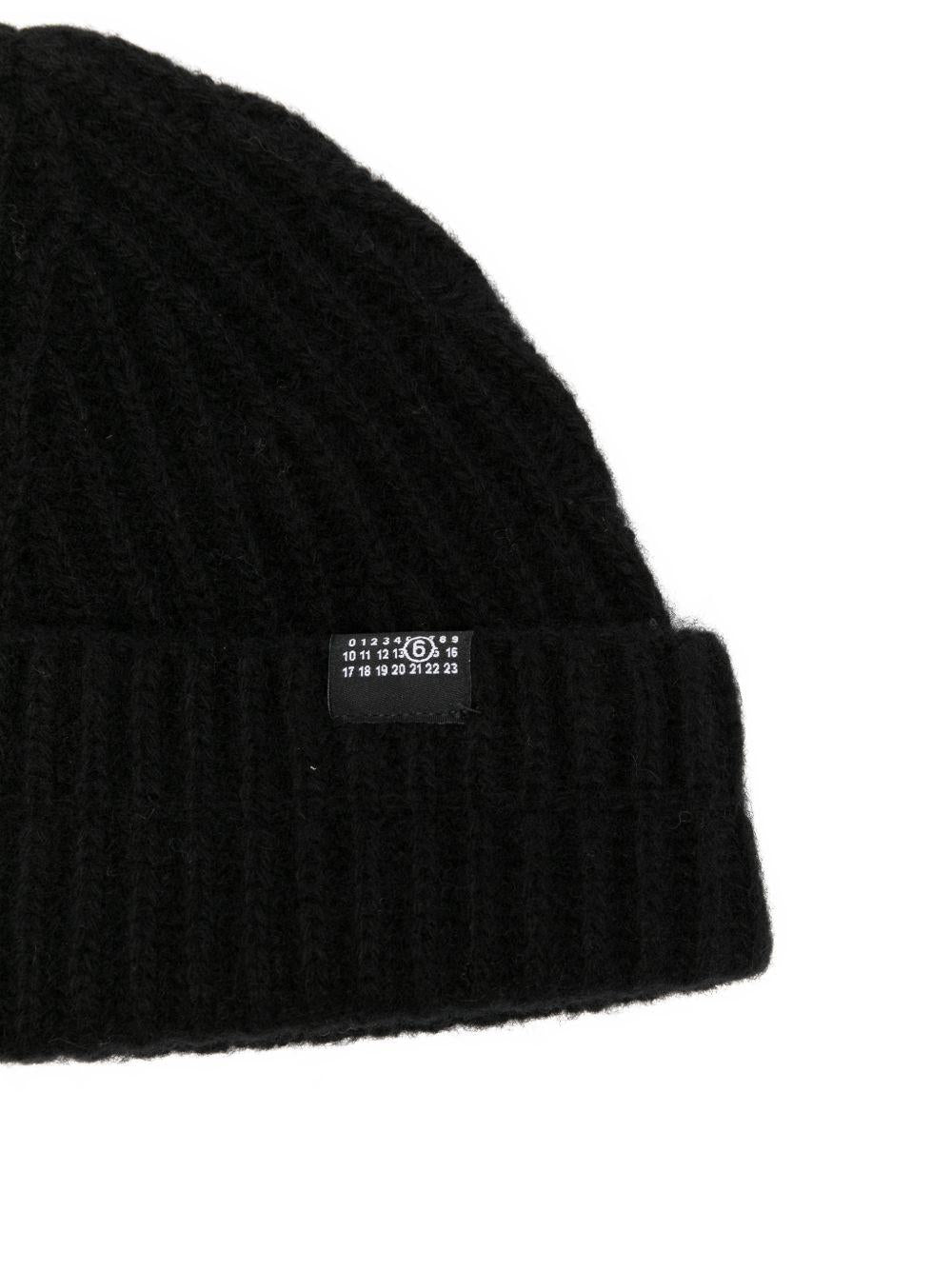 Maison Margiela Black Wool Beanie Hat