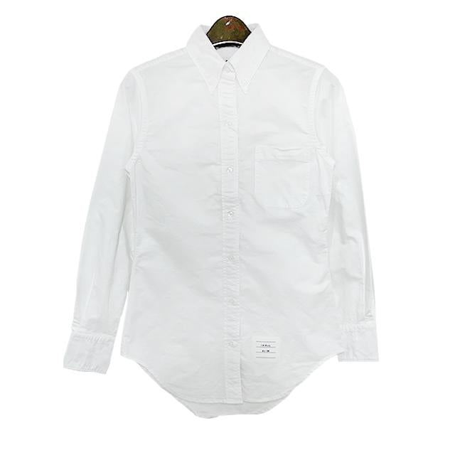 THOM BROWNE Women’s Tricolor Grosgrain Oxford Shirt White