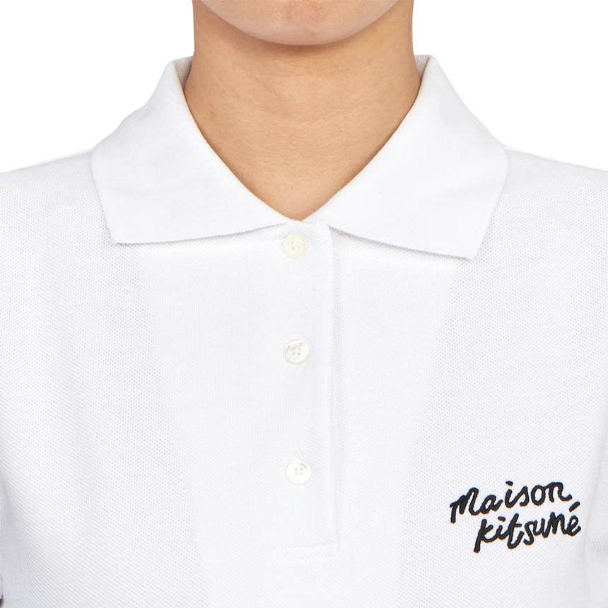 Maison Kitsune Handwriting Logo Short Sleeve Polo Shirt Women Navy