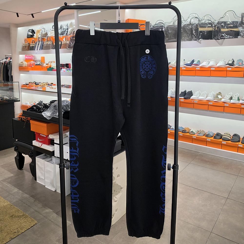 Chrome Hearts Blue Horseshoe Logo Slit Elastic Waist Sweatpants Men