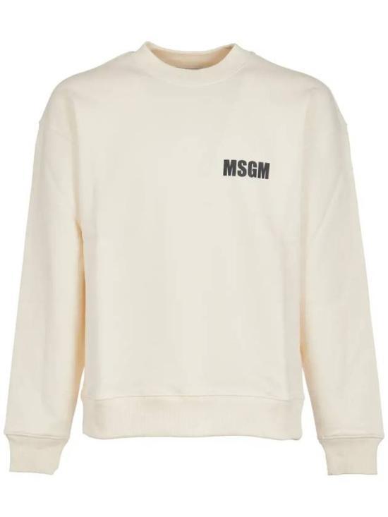 MSGM Ivory Long-Sleeve Sweatshirt for Men 3640 MM1292 4700102