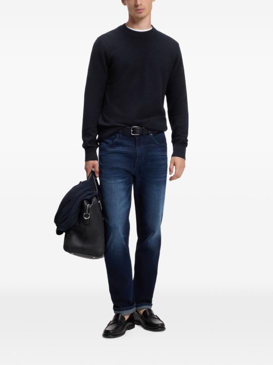 HUGO BOSS Dark Blue Cotton Crewneck Sweater Men’s