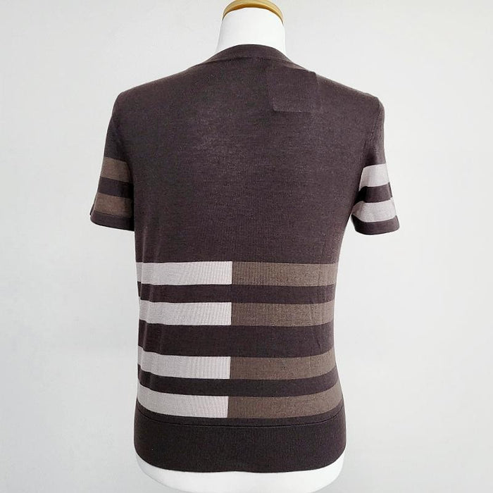 HERMES Cashmere GardeRobe Pop Short Sleeve V-Neck Sweater Women H5E2652D89142
