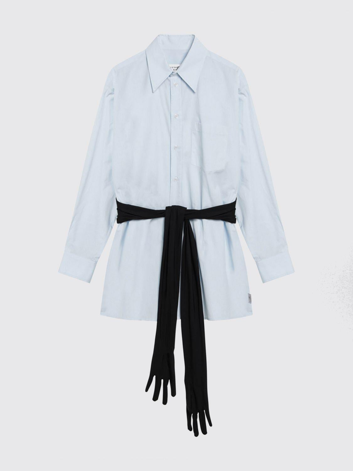 Maison Margiela Long Sleeve Button-Up Shirt Women’s Blue Cotton