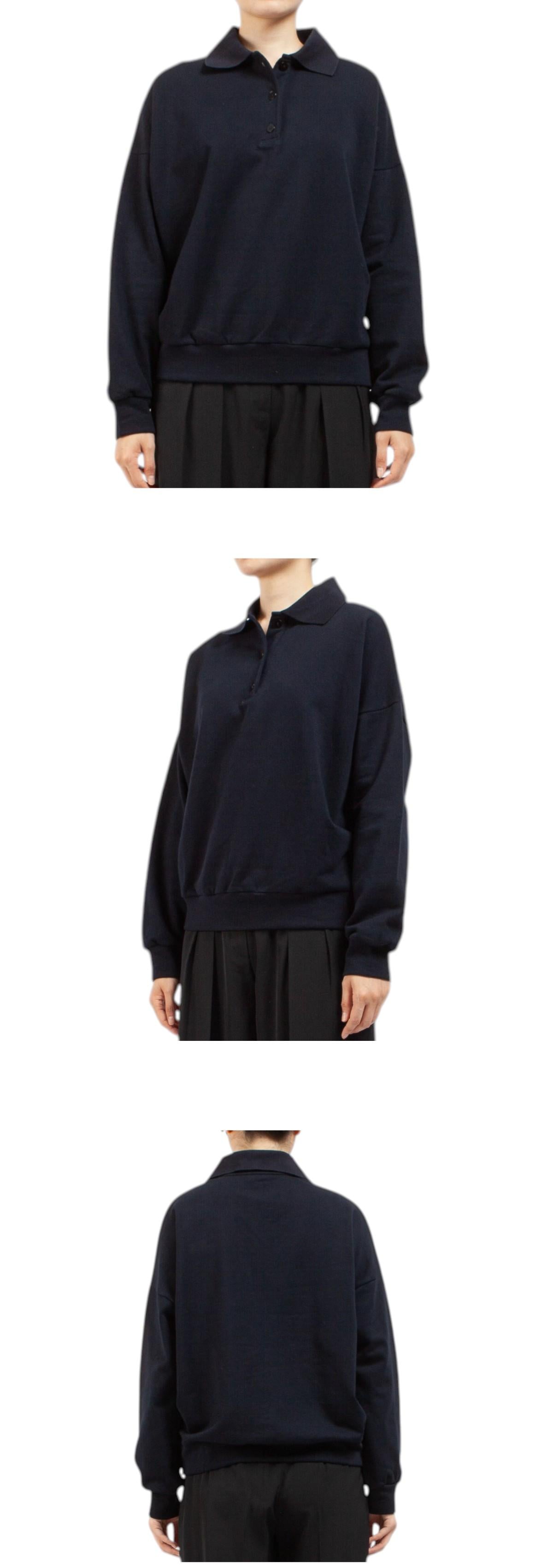 The Row Korza Cotton Long-Sleeve Polo Shirt CORZAS 5748K290 DARK NAVY