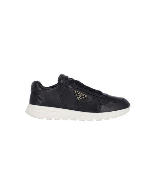 PRADA Black Leather Low-Top Sneakers 1E021O F035038