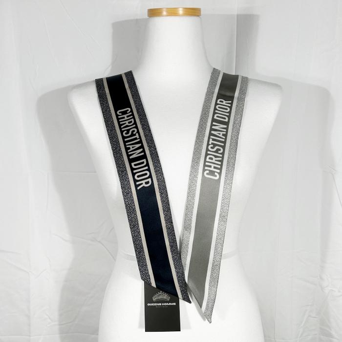 DIOR Oblique Mitzah Scarf Gray Silk Scarf for Men