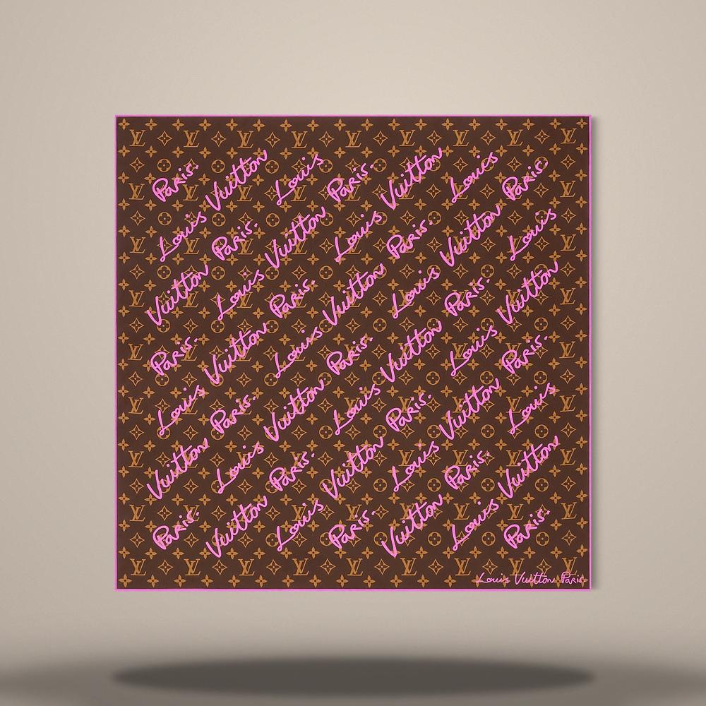 Louis Vuitton Pink LV Script Square 70 Scarf M97941