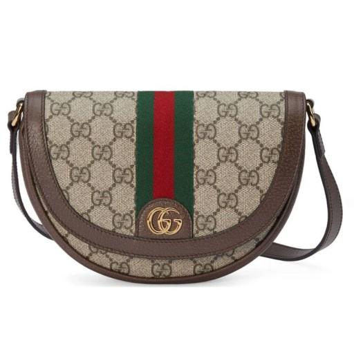 GUCCI Ophidia Mini GG Shoulder Bag Brown Canvas Leather