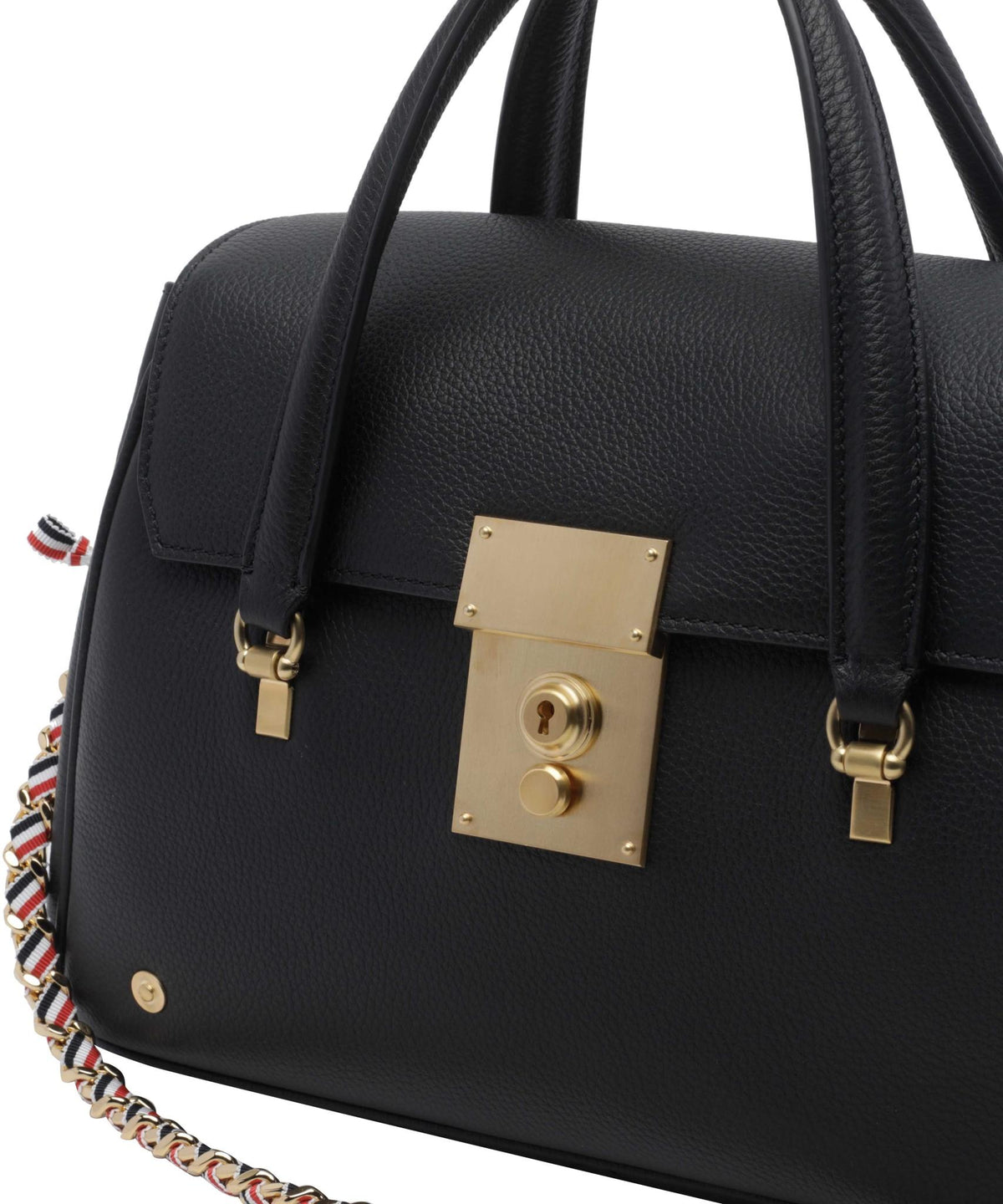 THOM BROWNE Black Leather Tote Bag