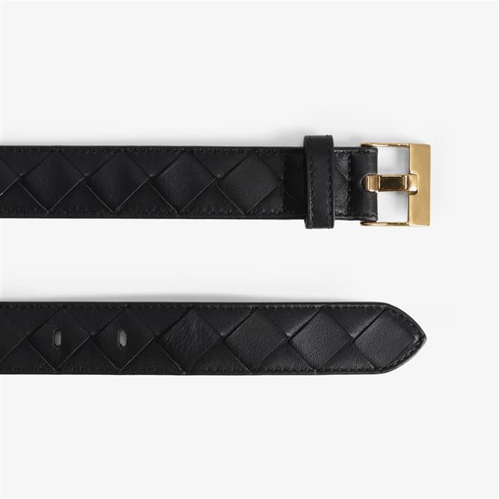 Bottega Veneta Intrecciato Leather Belt for Women Black