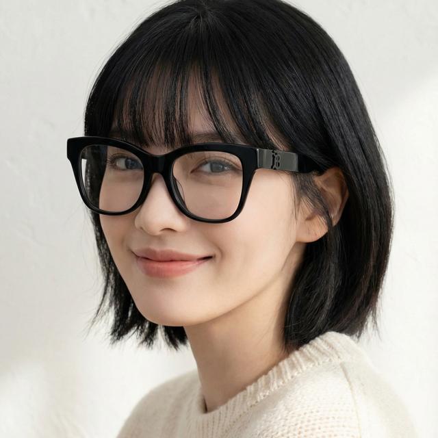 BURBERRY Black Cat-Eye Acetate Eyeglasses Asian Fit Unisex BE2388F 4093