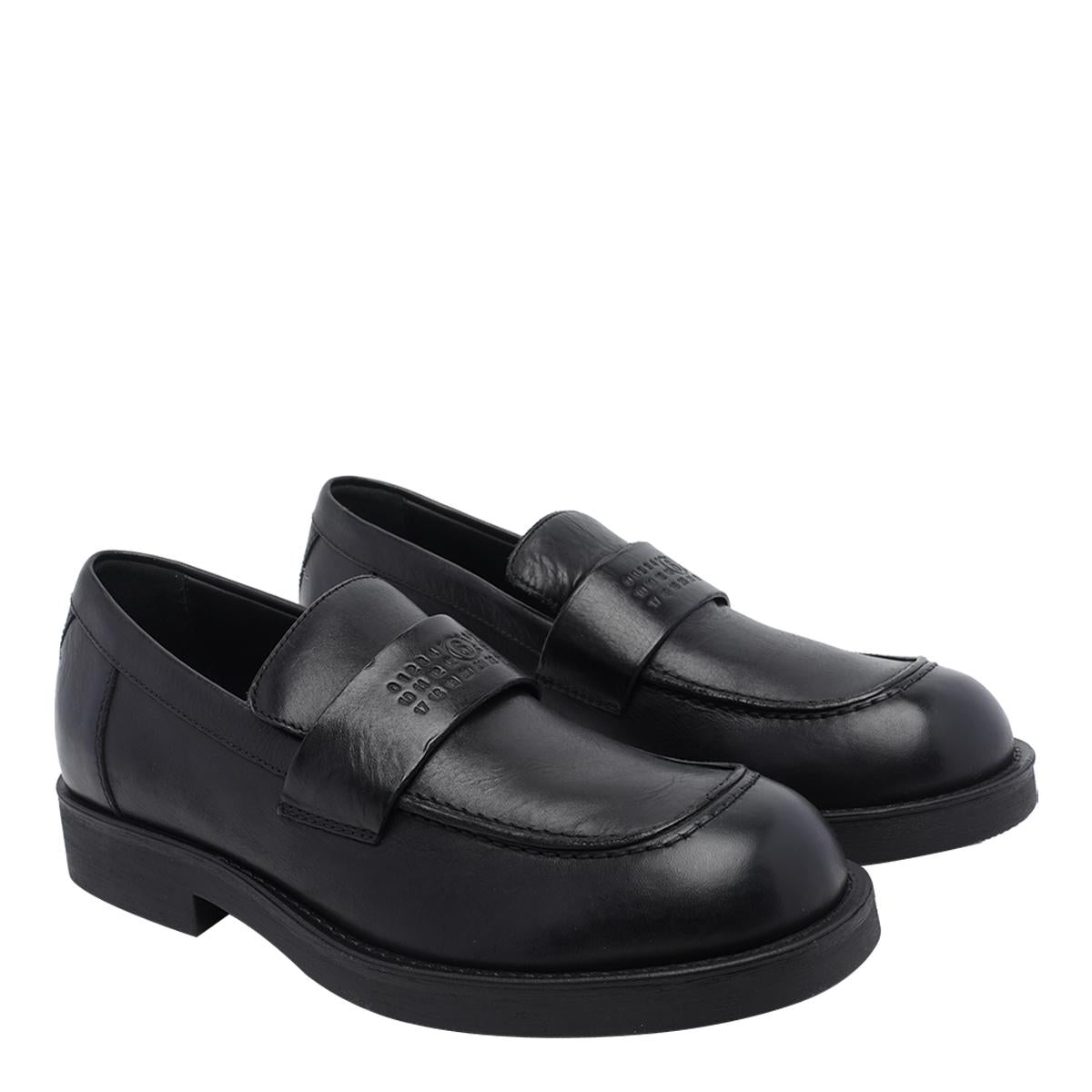 Maison Margiela Black Leather Penny Loafers