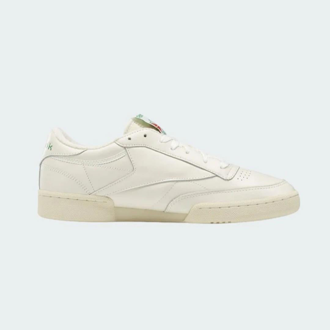 Reebok White Chalk Green Club C 85 Vintage Low-Top Sneakers for Men