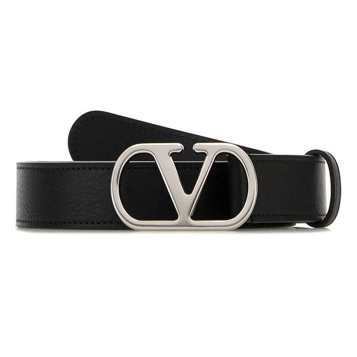 VALENTINO V Logo Leather Men's Belt Black