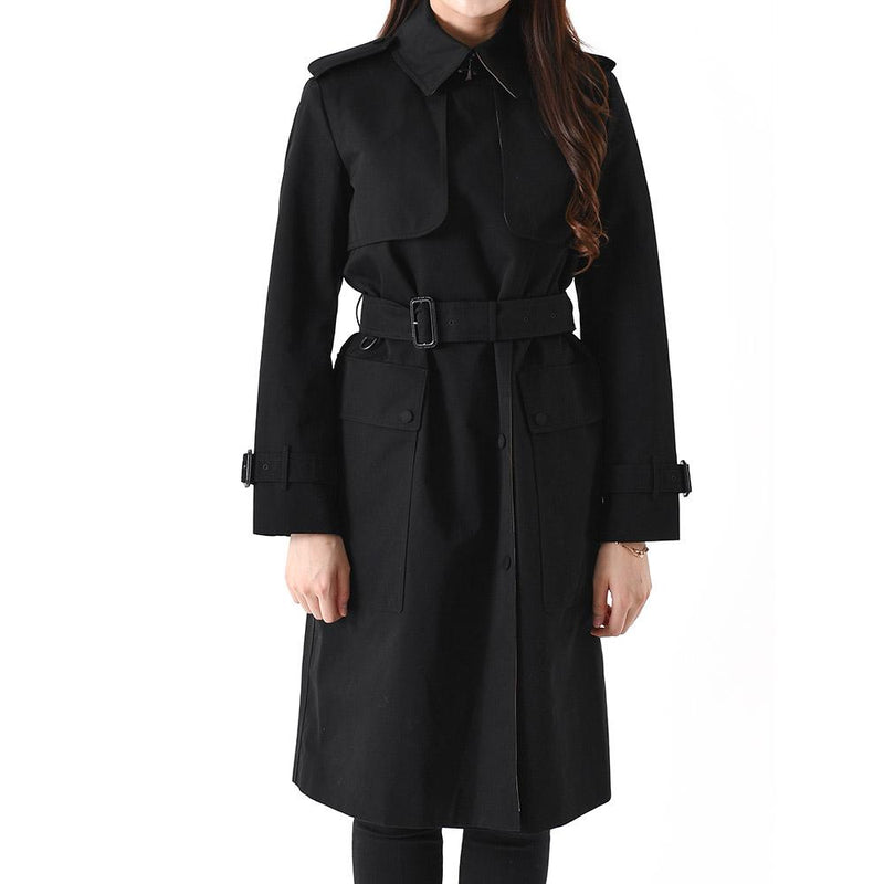 BURBERRY Check Panel Gabardine Trench Coat Black
