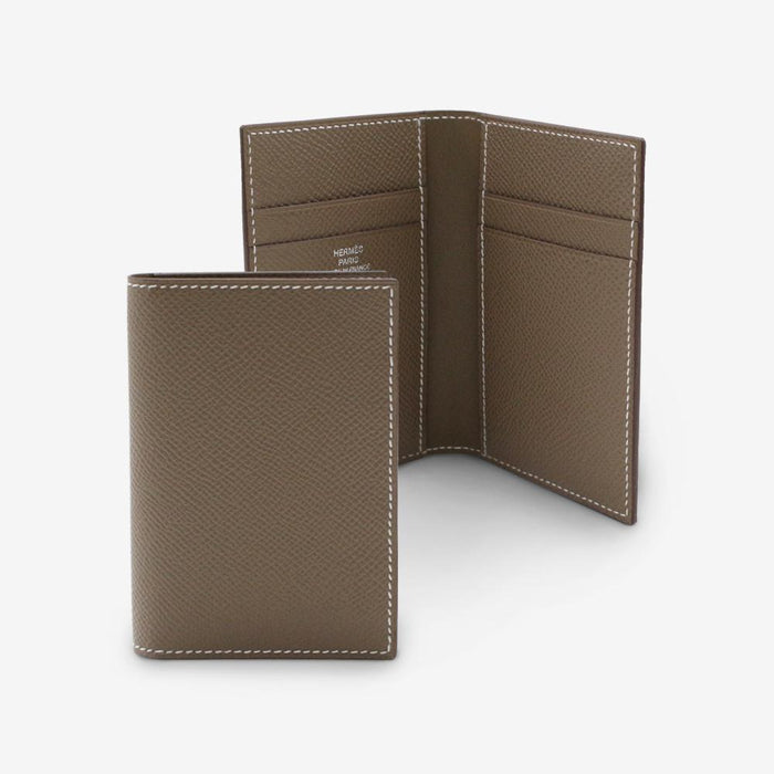 HERMES Etoupe MC2 Euclide Leather Card Holder Unisex