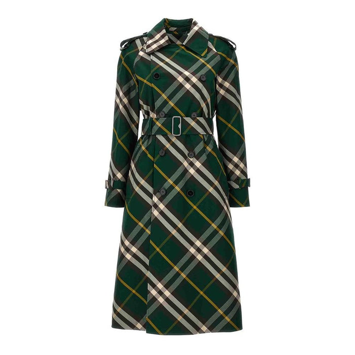 BURBERRY Check Gabardine Women’s Long Trench Coat