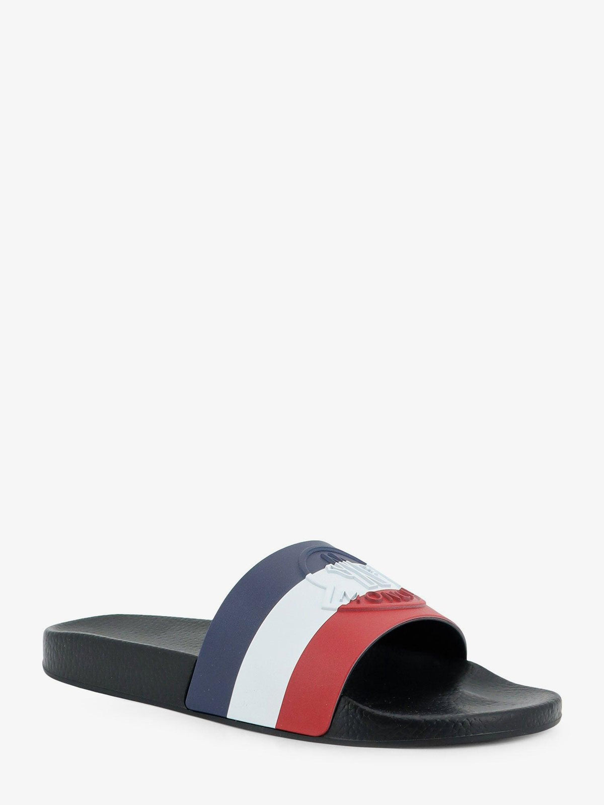 Moncler Black Leather Slide Sandals for Men