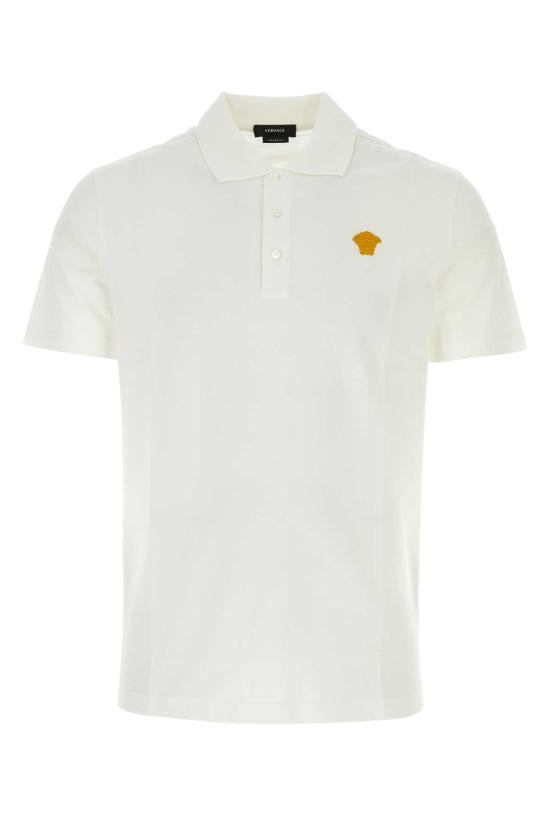 Versace Cotton Polo Shirt for Men 10084921A060711W000 WHITE DOM