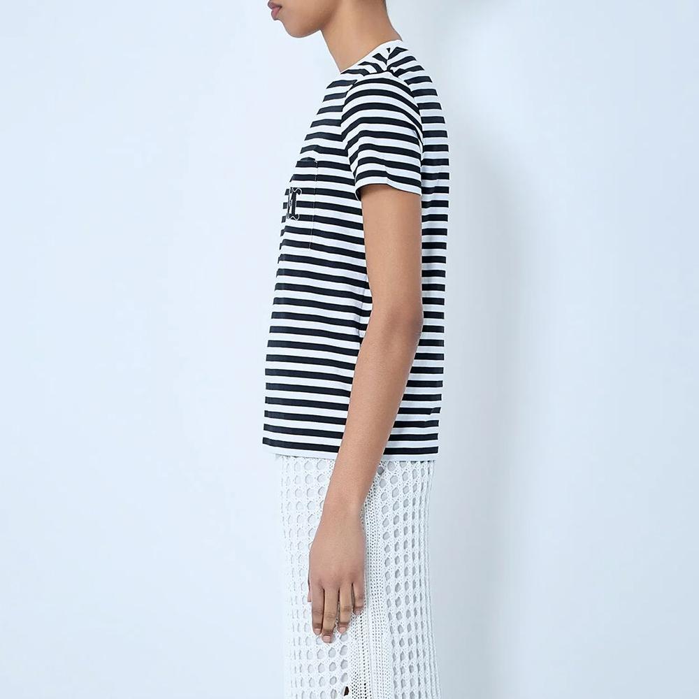 Max Mara Striped Jersey Short Sleeve T-Shirt Black 1941056206 007