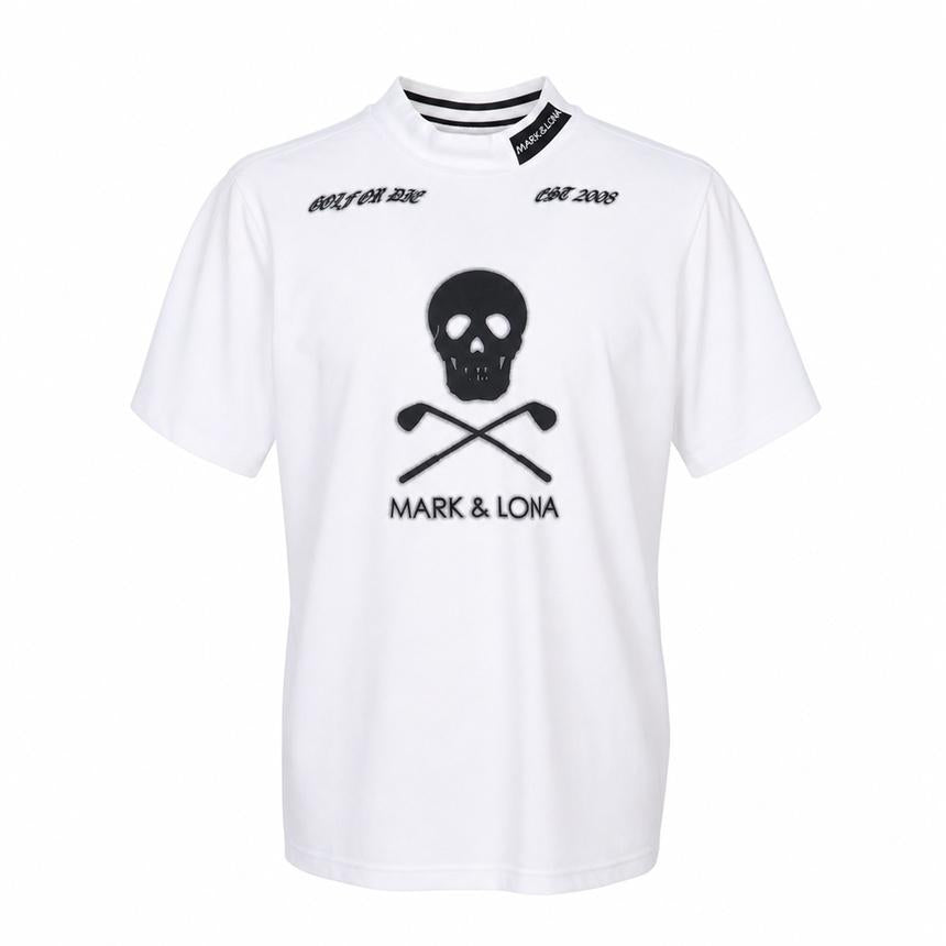 MARK&LONA Men’s Golf Mock Neck Short Sleeve T-Shirt White