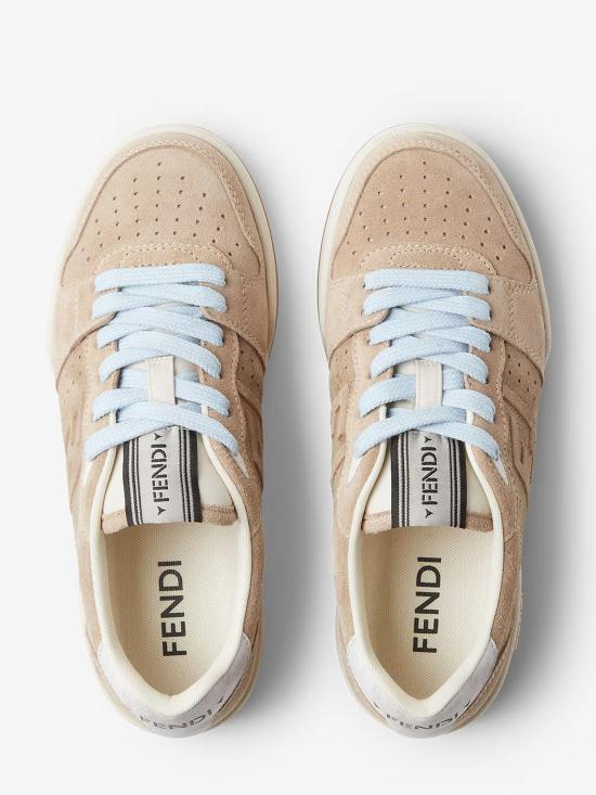 FENDI Beige Leather Low-Top Sneakers