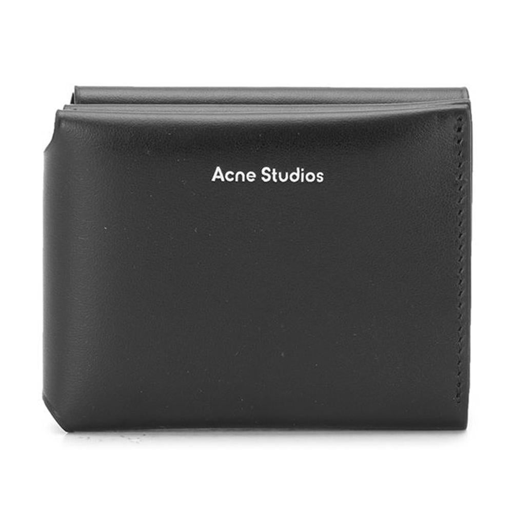 Acne Studios Black Logo Tri-Fold Leather Card Holder Wallet