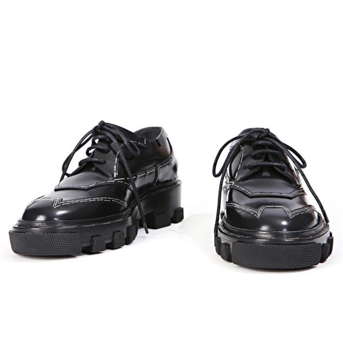 BALENCIAGA Black Stitch Lace-Up Derby Shoes