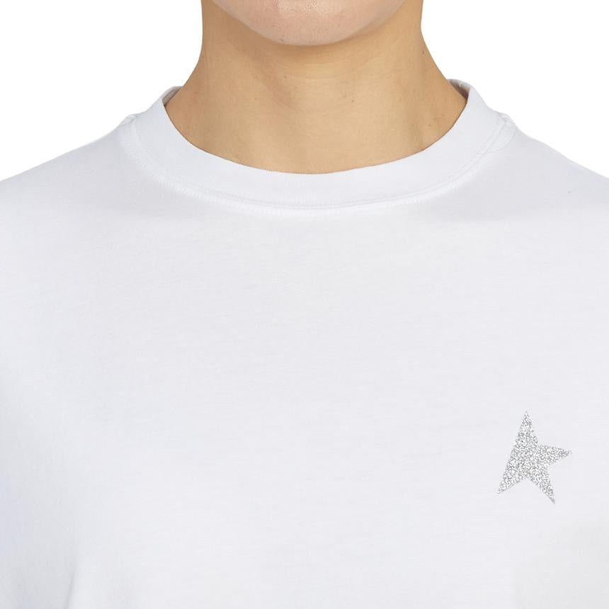 GOLDEN GOOSE Womens Short Sleeve T-Shirt White Cotton Tee