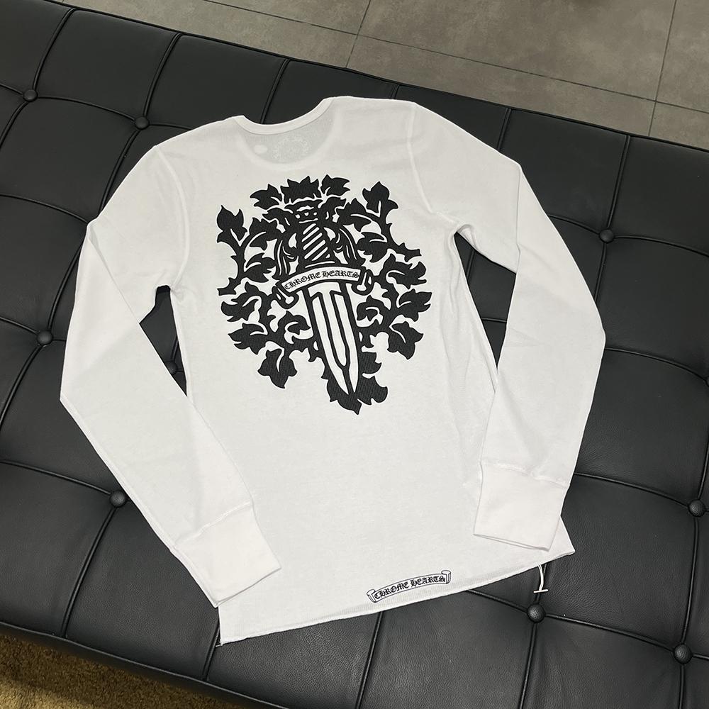 Chrome Hearts White Waffle Long Sleeve T-Shirt Dagger Vine Floral