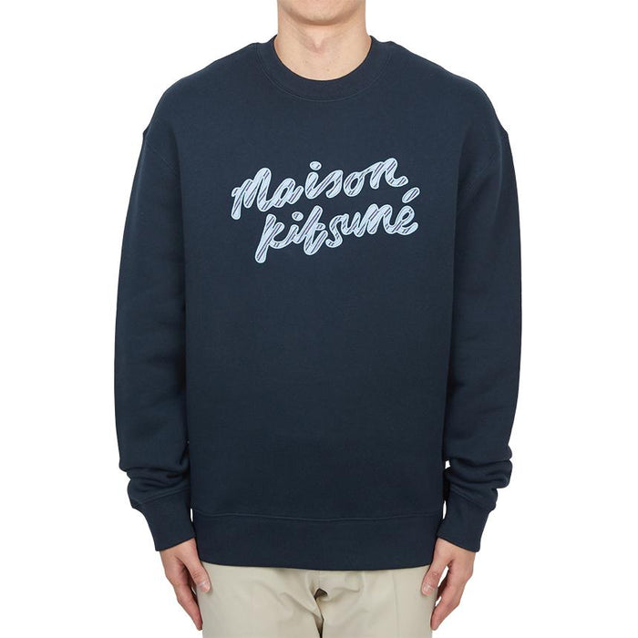 Maison Kitsune Handwriting Fleece Crewneck Sweatshirt for Men NM00310KM0307 P480